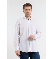 Bej Kısalabilir Kol Cepsiz Pamuk Casual Comfort Fit Gömlek 1004250128 (Koyu Bej)