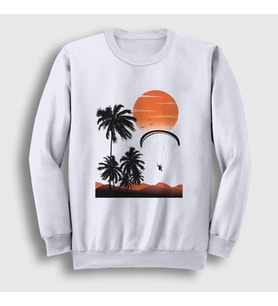 Presmono Unisex Beyaz Freedom Sunset Paragliding Sweatshirt 508788tt