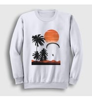 Presmono Unisex Beyaz Freedom Sunset Paragliding Sweatshirt 508788tt