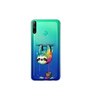 Huawei P40 Lite E ile Uyumlu Splash Tembel Hayvan Tasarımlı Şeffaf Silikon Kılıf