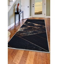 Dijidekor Halı Siyah Gold Cool Yıkanabilir Saçaksız Kesme İnce Yolluk Kilim Salon Halısı Modelleri