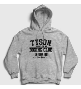 Presmono Unisex Gri Boxing Club Mike Tyson Kapüşonlu Sweatshirt 157999tt (Gri)