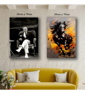 mustafa kemal ata ve at tablo resim kanvas 2 adet 50x70