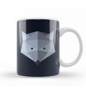 Geometric Animal Wolf Kupa Bardak Porselen