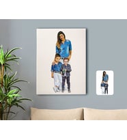 BK Gift Kişiye Özel Tam Boy Anne ve Oğullar Karikatürlü Kanvas Tablo 50x70cm-1