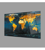 Dünya Haritası Cam Tablo 4mm Dayanalı Temperli Cam - World Map Wall Art