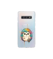 Samsung Galaxy S10 ile Uyumlu Splash Kirpi Tasarımlı Şeffaf Silikon Kılıf