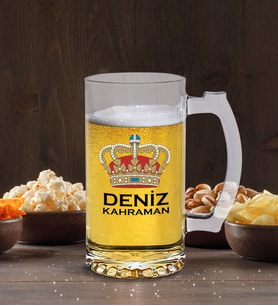 BK Gift Kişiye Özel Prestijli Cam Bira Bardağı 50cl-1 , Babaya Hediye , Babalar Günü Hediyesi, Arkadaşa Hediye
