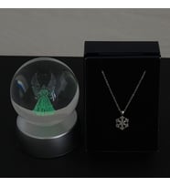 KarKolye Özel Kutuda & Melek Model Cam Küre Işıklı Standlı Set Hediye