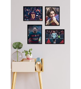 Messi 4 Parça Çerçeve Görünümlü Set Tablo