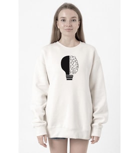 Lightbulb & Brain Beyaz Kadın 2ip Sweatshirt