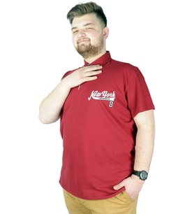 Mode XL Erkek T shirt Polo New York Throwback 22302 Bordo