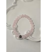SERTİFİKALI 8 MM ZİRKON TAŞI, PEMBE KUVARS DOĞALTAŞ BİLEKLİK