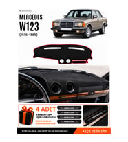e-biz MERCEDES W123 (1976-1985) Uyumlu Torpido Örtüsü, Torpido Kılıfı - Siyah-Kırmızı - MB010