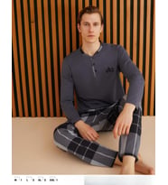 Pijamoni Erkek Süprem Uzun Kol İnce Pijama Takımı 6300 / 13 - 1 Adet (Antrasit)