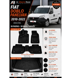 FİAT DOBLO PANELVAN 2010-2022 Araca Özel 3D Paspas + 3D Bagaj Havuzu