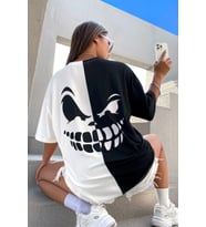 Unisex Face Tasarım Tshirt (Beyaz)