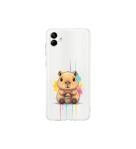Samsung Galaxy A04 ile Uyumlu Splash Kapibara Tasarımlı Şeffaf Silikon Kılıf