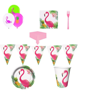 Flamingo 1-3-4 Ekonomik Doğum Günü Süsleri ve Parti Seti 8 Kişilik-