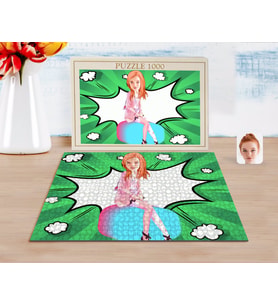BK Gift Kişiye Özel Kadın Karikatürlü 1000 Parça Profesyonel Puzzle-32