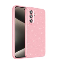 Samsung Galaxy A56 Kılıf Kamera Korumalı Simli Lüks Işıltılı Silikon (Açık Pembe)
