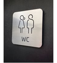 Metal Görünümlü Modern WC Yönlendirme Levhası