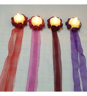 Led Işıklı Kına Gecesi Mumu El Gülü Kağıt Güllü 10 lu-