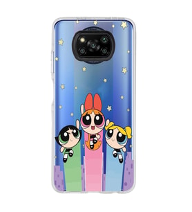 Poco X3 NFC Uyumlu Powerpuff Girls Desenli Şeffaf Telefon Kılıfı