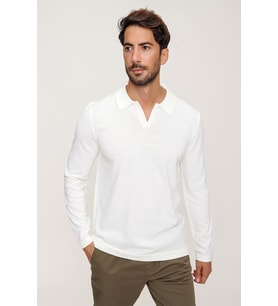 Chuba Erkek Ekru Reddington Polo Yaka Uzun Kollu İnce Triko Kazak 22W403
