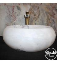 Sipahi Marble Leylak Beyaz Mermer Bombeli Lavabo