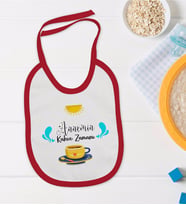 BK Kids Annemin Kahve Zamanı Tasarımlı Kırmızı Bebek Mama Önlüğü-1