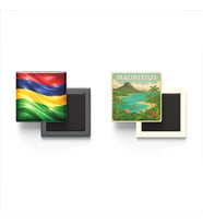 Buzdolap Magnetleri - Mauritius Bayrağı ve Paper Cut Tema - 2'li Set Magneti