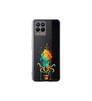 Realme 8 ile uyumlu Splash ahtapot tasarımlı şeffaf silikon kılıf