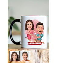 Sevgiliye Hediye Benimle Evlenir Misin  Karikatürlü Siyah Kupa Bardak