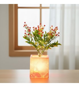 River World Süs Bit kisi Masaüstü LED Işıklı Yapay Bit ki Saksısı Pembe