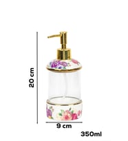 Porsima 3127 Gold Kapaklı Porselen Ve Cam Sıvı Sabunluk Çiçek Desenli Ve Şeffaf Tasarım 350 Ml Gold