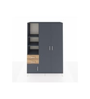 Hyperion Dolap 5 Raflı 2 Çekmeceli Tek Askılı 132x44x195 Antrasit-Antrasit/Çam