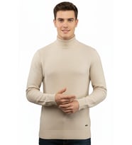 Erkek Yarım Balıkçı Kazak Triko Klasik Kalıp 5240B BGL-ST04856 (Taş)