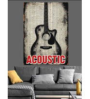 Akustik Gitar Müzik Posteri Dekoratif Kanvas - Mdf Ahşap Tablo