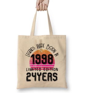 1998 Birthday Gift - Made, Born in 1998 Gift - 24th Year Old Birthday Gift Vintage Style jpg Bez Çanta Uzun Saplı