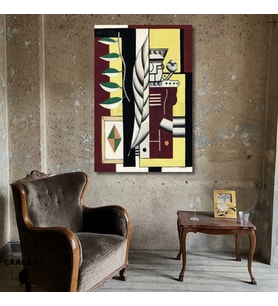 Tekli Dikey Kanvas Tablo Ünlü Eserler Fernand Leger Nature Morte Cartes