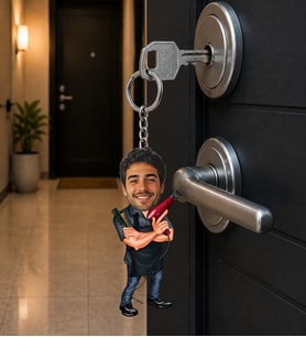 Kişiye Özel Berber Karikatür Anahtarlık – Fotoğraflı Kuaför Hediyesi Kişiye Özel Kuaför Anahtarlık