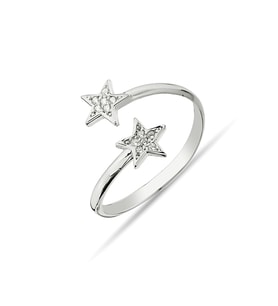 925 Ayar Gümüş Çift Yıldızlı Yüzük - Y013801