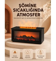 Alev Efektli Aroma Yayıcı Hava Nemlendirici Uzaktan Kumandalı Gece Lambası