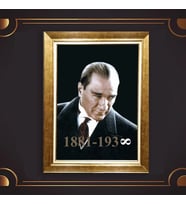 Altın Varaklı Çerçeveli Paspartulu Atatürk Tablo z4710 (Gold)