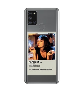 Samsung Galaxy A21S Uyumlu Pulp Fiction Minimalist Poster Desenli Şeffaf Telefon Kılıfı