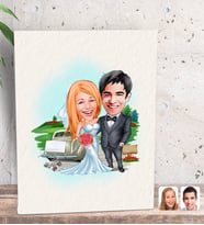 BK Gift Kişiye Özel Evleniyoruz Karikatürlü Dekoratif Mini Kanvas Tablo 15x20cm-1