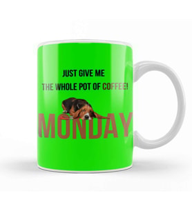 DOG Funny Coffee Drinks Lover Gift Quote   Vintage Retro Rainbow Style Kupa Bardak Porselen