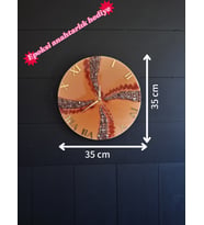 Duvar Saati - 35cm - Modern Dekoratif Duvar Saati - Epoksi Duvar Saati - El Yapımı Duvar Saati - Şık Duvar Saati (Hardal-Turuncu)