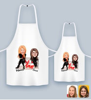 BK Gift Kişiye Özel İkili Anne Kız Karikatürlü Mutfak Önlüğü Seti-3, Anneye Hediye, Anneler Günü Hediyeleri